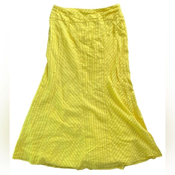 Vintage Yellow A-Line Skirt Size 8 Midi Bell Skirt - Picture 1 of 4